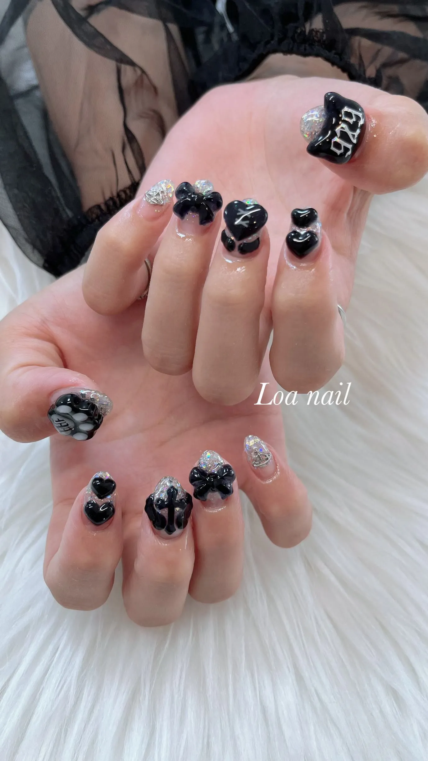 持ち込みパーツ×ラメグラ nail🤍