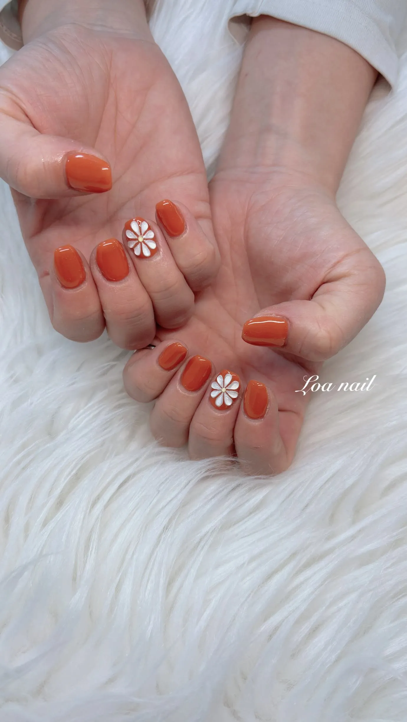 オレンジ🧡フラワー🌼ネイル🤍